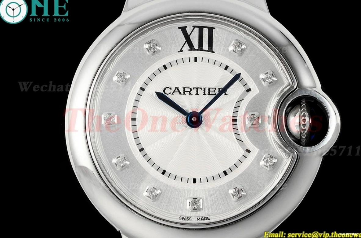 Quartz Cartier 33mm SS Ballon White SS AF Bleu De Dia 0214